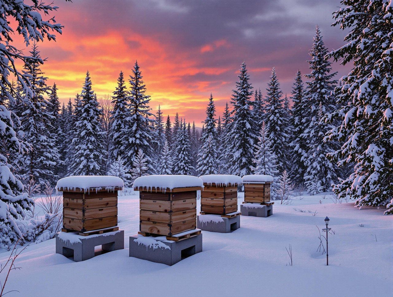 Winterliche Bienenlandschaft (KI-generiert)