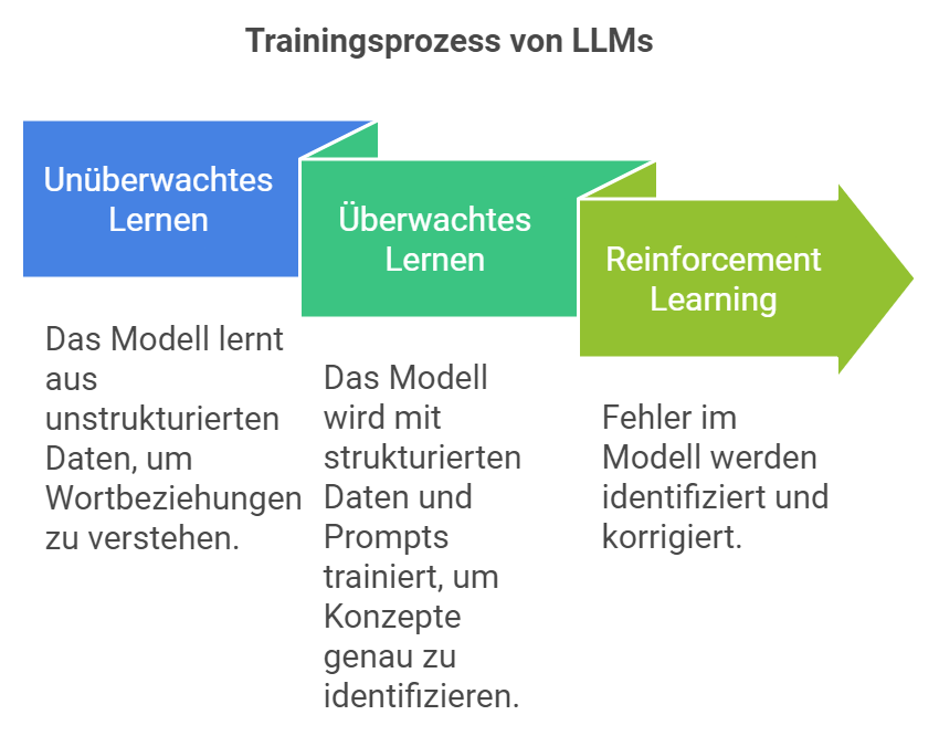 Trainingsprozess von LLMs (visualisiert mit napkin.ai)